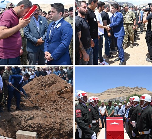 Kaymakamımız Yunus Emre Bayraklı, Derik’li Hemşehrimiz P.Onb Zeynelabidin Dağ’ın cenaze törenine katıldı.